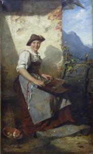 SCHEFFER Robert,Zitherspielerin vor einem Berghof in bayerischer T,1886,Georg Rehm 2018-07-12