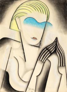 SCHEIBER Hugo 1873-1950,The model,1930,Kieselbach HU 2023-12-17