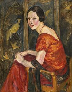 SCHELD Karl 1895-1936,Dame vor einem Paravent sitzend,1920,Galerie Bassenge DE 2018-06-02