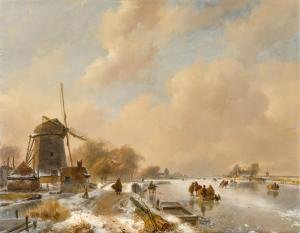 SCHELFHOUT Andreas 1787-1870,Skaters on a frozen river,1839,Sotheby's GB 2024-04-10