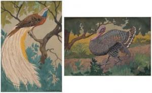 SCHELLINK Sam 1876-1958,Paradise bird; Turkey in a forest,Venduehuis NL 2022-11-17