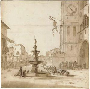 SCHELLINKS Willem 1627-1678,A view of the Piazza del Duomo, Messina, with the ,Christie's 2005-01-25