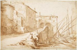 SCHELLINKS Willem 1627-1678,View of the Ripa Grande, Rome,Sotheby's GB 2020-12-04