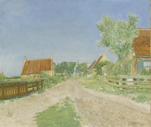 scheltema leendert,Gezicht op het dorp Nes: a quiet day in Nes, Amela,1905,Christie's 2009-09-08