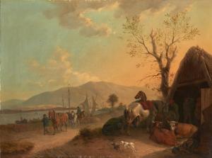 SCHELVER August Franz 1805-1844,Paesaggio fluviale con figure,Il Ponte Casa D'aste Srl IT 2022-12-20