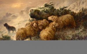 SCHENCK August Friedrich 1828-1901,A flock of sheep in a snow storm,Bonhams GB 2024-03-12