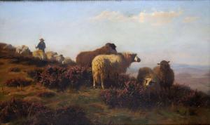 SCHENCK August Friedrich 1828-1901,Berger et son troupeau dans la lande,Bayeux Encheres 2023-07-14