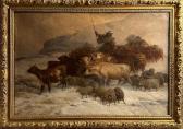 SCHENCK August Friedrich 1828-1901,Troupeau de vaches et de moutons sous la neige.,Sadde 2023-04-28
