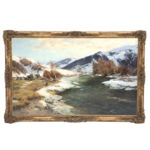 SCHENKER Jacques Matthias 1854-1927,Melting snow in Engadin, early spring,Bruun Rasmussen 2024-01-15