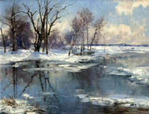 SCHENKER Jacques Matthias 1854-1927,Winter by the stream,Peter Karbstein DE 2021-03-13