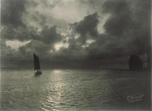 SCHENSKY Franz 1871-1957,Sea view with sailboat, Helgoland,c.1910,Galerie Bassenge DE 2022-12-07