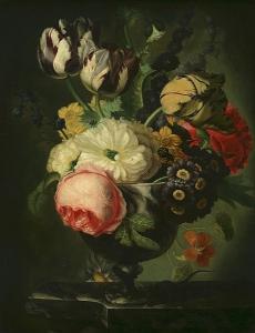 Schepers Maria 1800-1900,Still Life of Vase of Flowers on a Marble Ledge wi,Bonhams GB 2007-06-28