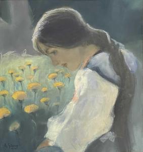 SCHERER Rosa 1868-1926,Lady with spring flowers,1905,Gilding's GB 2022-01-05