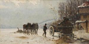 SCHERMER Cornelis Albertus J 1824-1915,Loading the cart in the snow,Venduehuis NL 2022-11-17