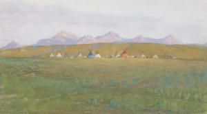 SCHEUERLE Joseph 1873-1948,Blackfeet Indian Camp Montana,1910,Bonhams GB 2023-04-26