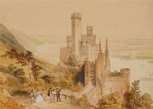 SCHEUREN Caspar Johan Nepomuk 1810-1887,Stolzenfels Castle on the Rhine,Lempertz DE 2017-11-18