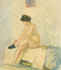 SCHEVCHENKO Alexander 1883-1948,A nude lady seated putting on a stocking,John Nicholson 2022-02-09