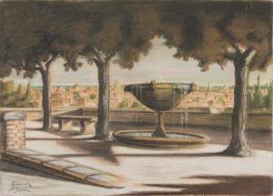 SCHIANCHI Federico 1858-1919,La fontana di Villa Medici,Babuino IT 2022-05-04