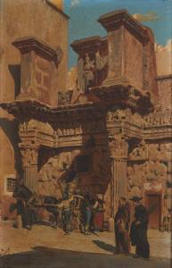 SCHIANCHI Federico,Roman street scene with a horse and cart,John Moran Auctioneers 2022-09-13