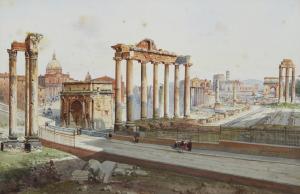 SCHIANCHI Federico 1858-1919,Veduta del Foro Romano con i resti del Temp,Capitolium Art Casa d'Aste 2024-02-22