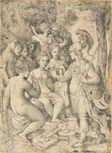 SCHIAVONE Andrea Meldolla 1522-1563,Minerva and the Muses,1540,Swann Galleries US 2024-04-18