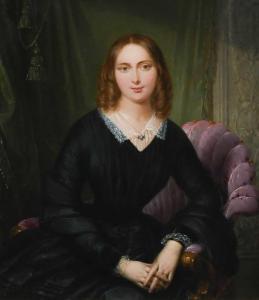 SCHIAVONI Felice,Portrait of a young lady, half-length, wearing a b,1847,Woolley & Wallis 2024-03-06