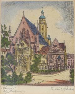 SCHICK Karl Friedrich 1826-1875,Leipzig, Blick auf die Thomaskirche,Leipzig DE 2009-07-04