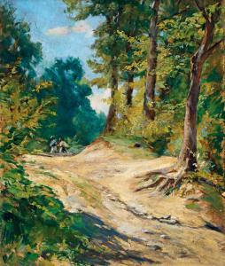 SCHICKEDANZ Albert 1846-1915,Forest road with figures,Nagyhazi galeria HU 2017-03-07