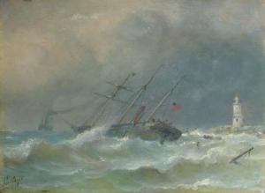 SCHIEDGES Petrus Paulus 1813-1876,A three-master in distress near a coast,Christie's GB 2004-06-22