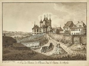 SCHIEL Johann Nicklaus,Vue du Chateau de Thoune, dans le Canton de Berne,Dobiaschofsky 2023-11-08