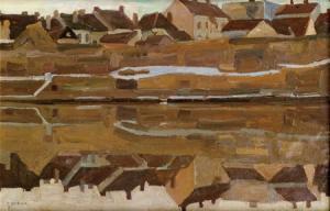 SCHIELE Egon 1890-1918,Dorf am Fluss I,im Kinsky Auktionshaus AT 2008-02-26