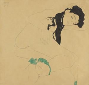 SCHIELE Egon 1890-1918,Liegender Mädchenakt,1909,Christie's GB 2019-06-18