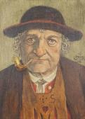 SCHIESTL Heinrich,Porträt eines Mannes mit Hut und Pfeife, wohl Selb,Palais Dorotheum 2020-04-08