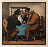SCHIESTL Rudolf 1878-1931,Wirtshausszene vier an einem Tisch sitzende Männer,1910,Mehlis 2018-05-24