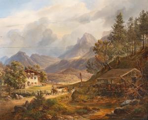 SCHIFFER Anton 1811-1876,A brewing storm in a mountain valley,1849,Palais Dorotheum AT 2023-09-07