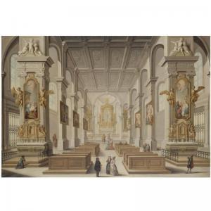 Schiffer Mathias 1744-1827,THE INTERIOR OF A CATHEDRAL WITH FIGURES CONVERSIN,Sotheby's 2008-04-24