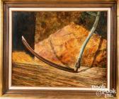 SCHIFFERL Lou 1931,Still life, depicting a scythe resting on a barn w,1978,Pook & Pook US 2021-08-19