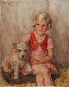 SCHIFFMANN Bernhard,Kinderbildnis mit Hund,1937,Wendl DE 2016-10-20