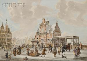 SCHIKKINGER Franz 1838-1902,De Nieuwe Brug Met Het Paalhuis, Bjj Winter...,Skinner US 2009-09-11