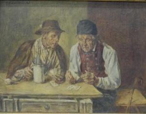 SCHILDKNECHT Georg 1850-1939,Bauern am Tisch beim Kartenspielen,Georg Rehm DE 2019-04-11