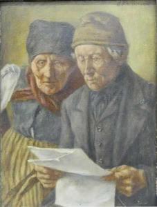 SCHILDKNECHT Georg 1850-1939,Bauernpaar beim Lesen eines Briefes,Georg Rehm DE 2019-10-10