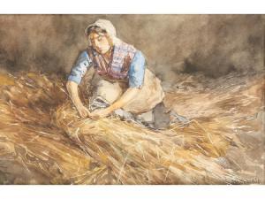 SCHILDT Martin 1867-1921,A woman kneeling and carrying a bunch of straw,Duke & Son GB 2009-10-01