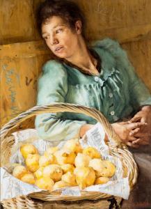 SCHILDT MARTINIUS 1867,Jonge vrouw met mand citroenen,Venduehuis NL 2016-06-25