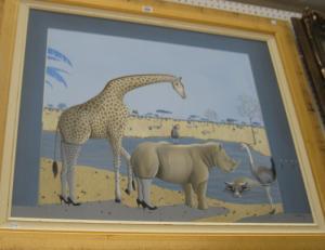 SCHILLING Patrick 1949,Giraffe, Rhino and other animals,Bellmans Fine Art Auctioneers GB 2010-09-08