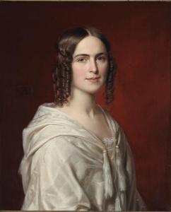 SCHIOTT August Heinrich,Portrait of a young woman in a white dress,1849,Bruun Rasmussen 2024-02-12