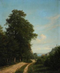SCHIOTT August Heinrich 1823-1895,Scenery from a road with old man,Bruun Rasmussen DK 2024-01-22