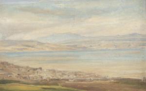 SCHIOTT August Heinrich 1823-1895,View of Lake of Gennesaret,Bruun Rasmussen DK 2018-10-22