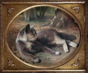 SCHIPPERS Joseph, Jos 1868-1950,Chat couché Lying cat,Campo & Campo BE 2020-06-23