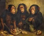 SCHIPPERS Joseph, Jos 1868-1950,Drie apen,Campo BE 2012-12-04