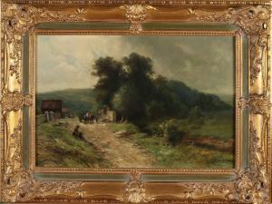 SCHIPPERUS Pieter Adriaan C 1840-1929,Landscape with country road, ox-harness an,Twents Veilinghuis 2021-04-08